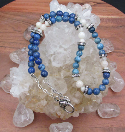 Moonstone & Blue Apatite Crystal Healing Necklace Set - Balanced Karma Protection