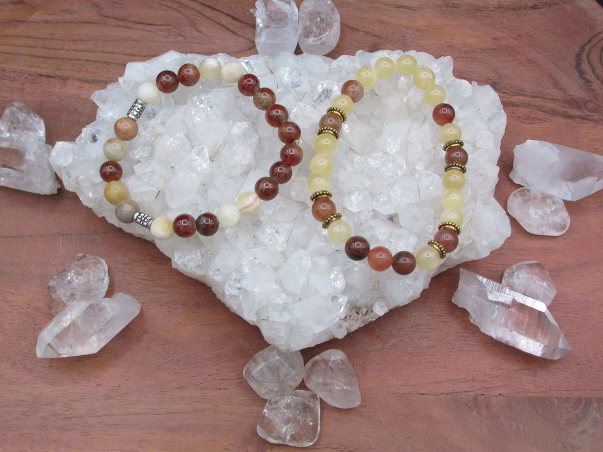 Empowered Manifestation Bracelet – Phantom Quartz, Yellow Calcite & Mookaite
