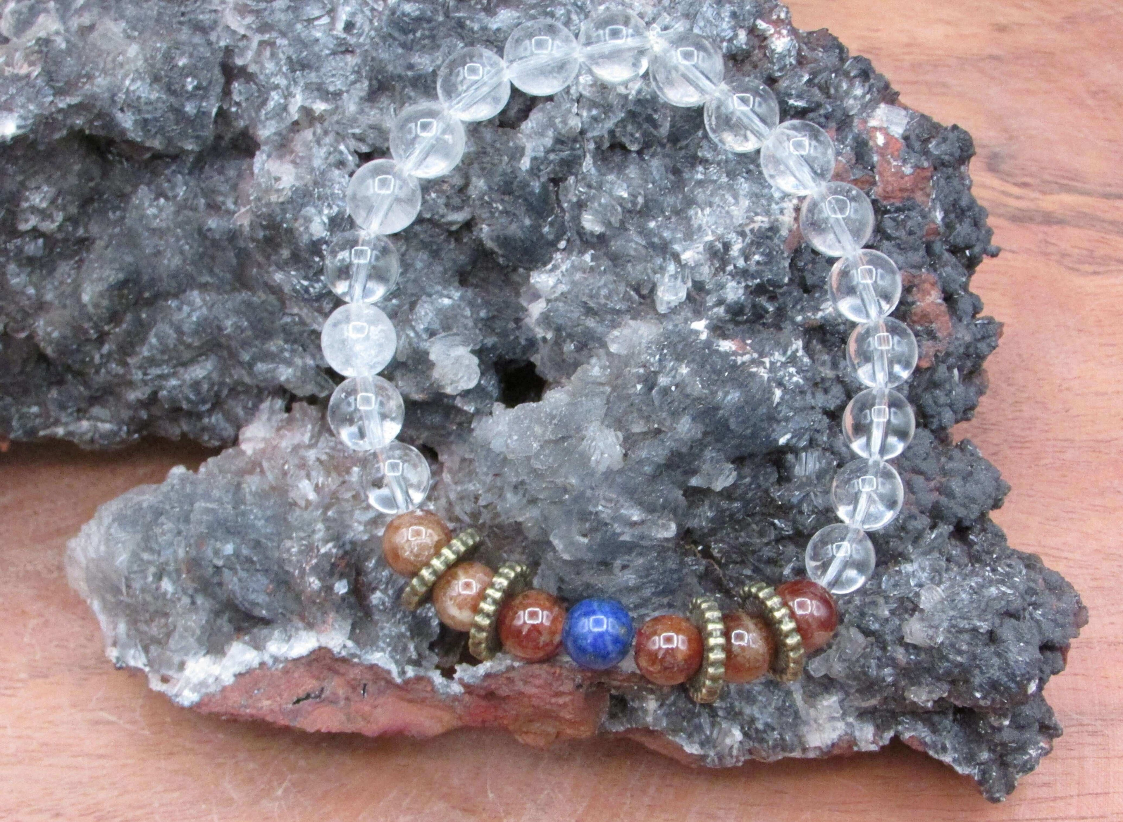 Good Fortune Bracelet – Garnet, Lapis, Clear Quartz & Golden Tiger’s Eye