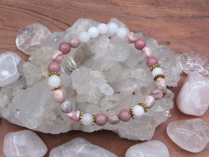 Compassionate Self-Worth Bracelet - Rhodocrosite, Rhodonite & Hemimorphite