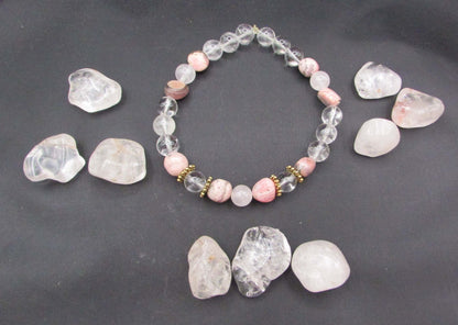 Unconditional Love & Light Bracelet  – Rhodocrosite & Quartz