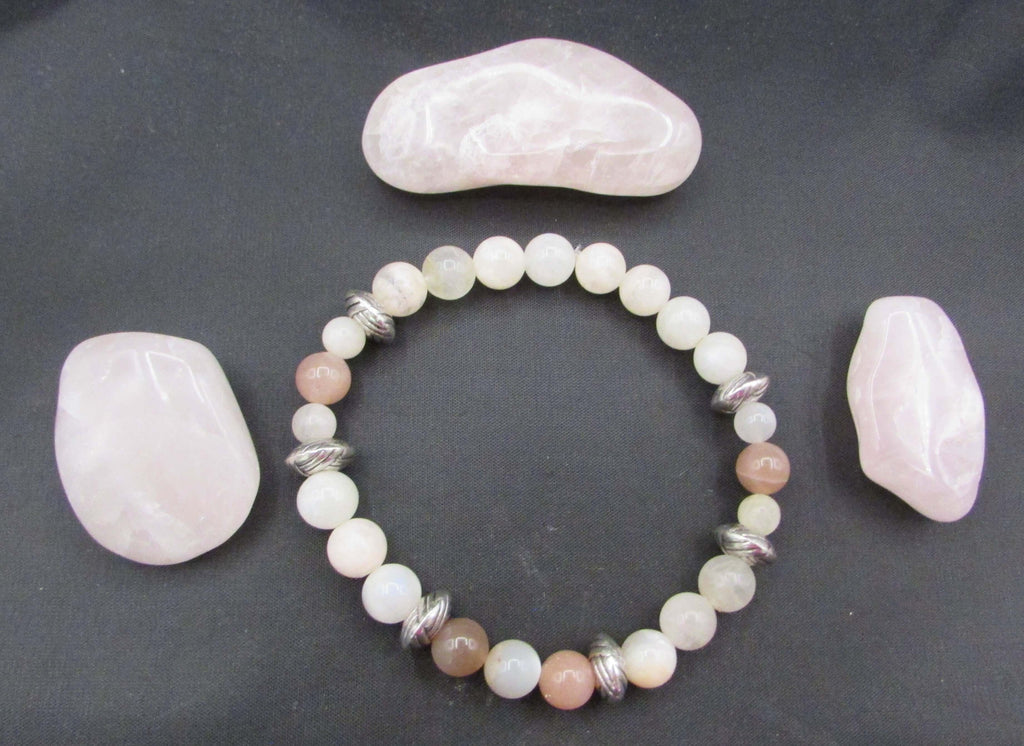 Divine Heart Awakening Bracelet – Moonstone & Strawberry Quartz