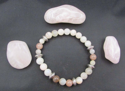 Divine Heart Awakening Bracelet – Moonstone & Strawberry Quartz