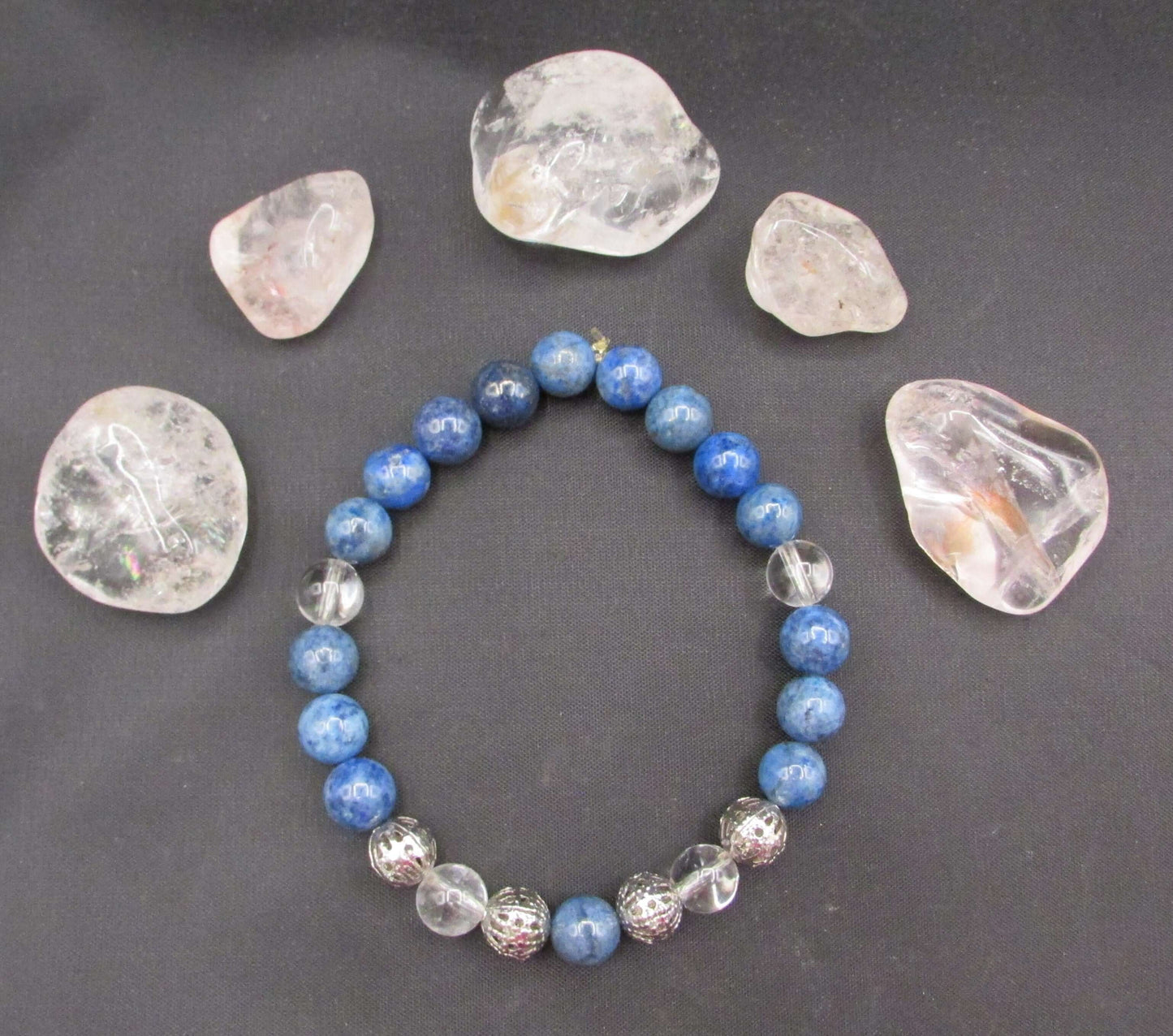 Archangel Shield & Clarity Bracelet – Blue Apatite, Clear Quartz