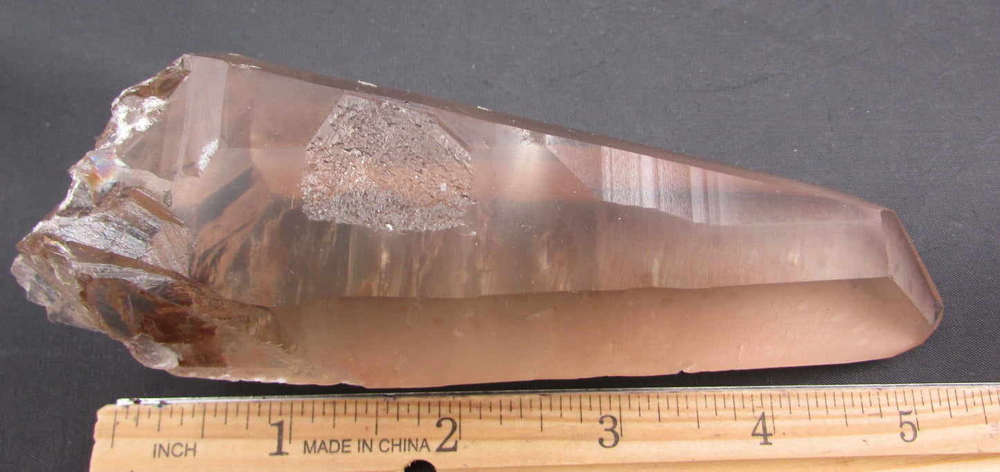 Pink Smoky Channeler Lemurian Quartz Crystal with Double Triangle - Heart‑Grounded Channeling