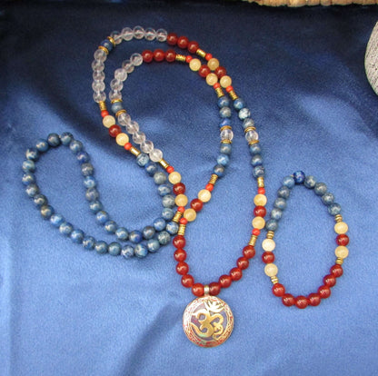 Creative Visualization Mala & Bracelet Set – Carnelian & Lapis
