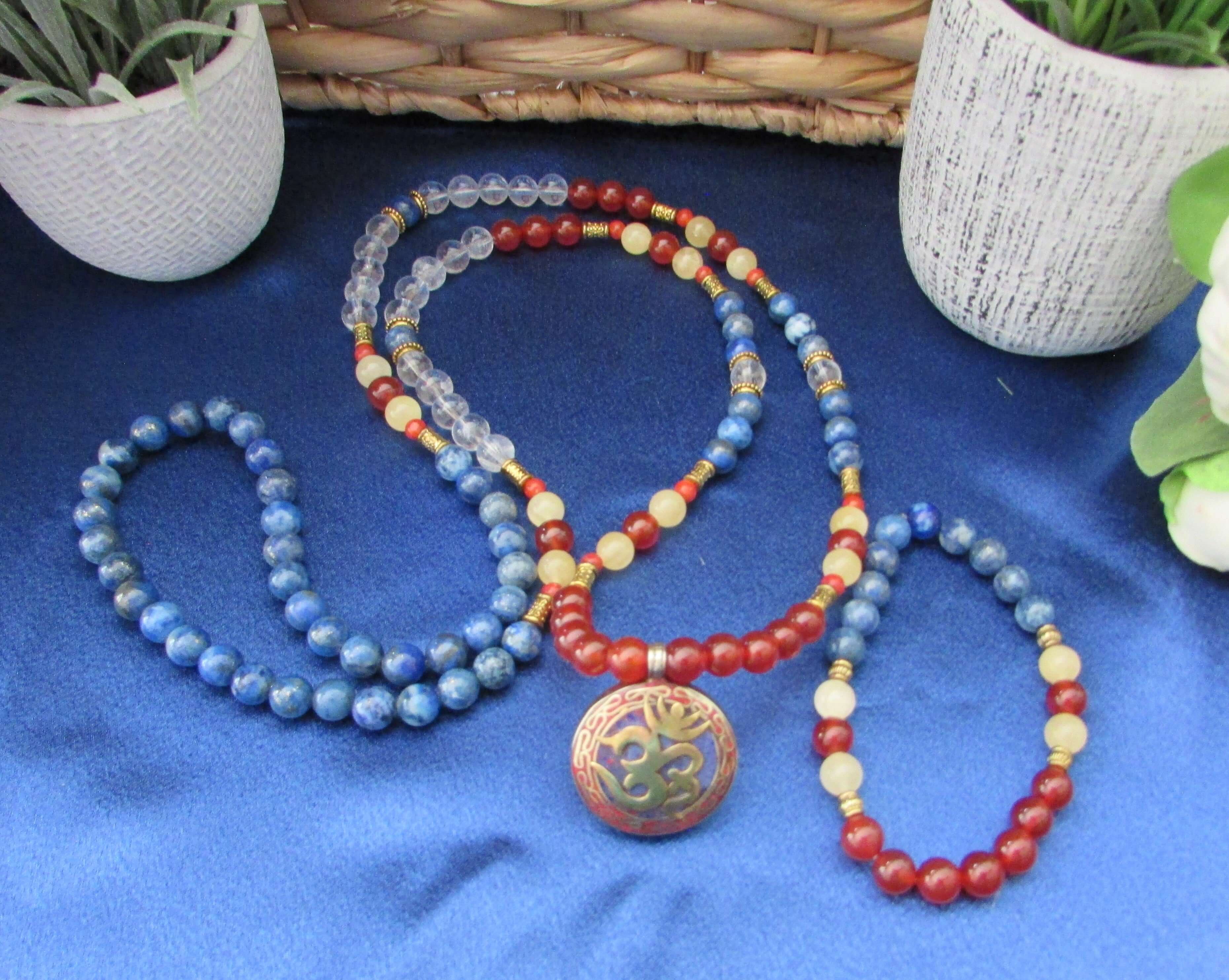 Creative Visualization Mala & Bracelet Set – Carnelian & Lapis