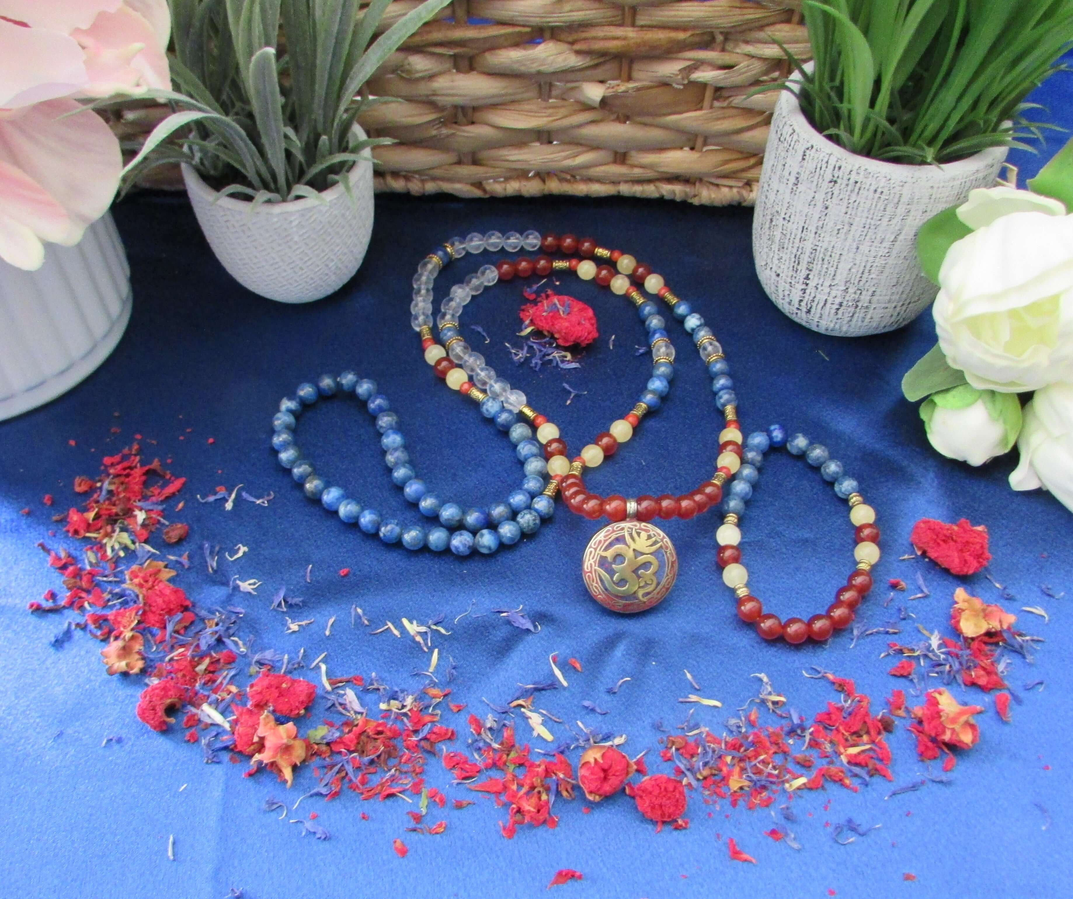 Creative Visualization Mala & Bracelet Set – Carnelian & Lapis