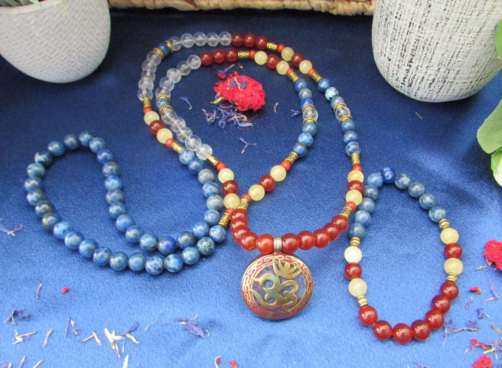 Creative Visualization Mala & Bracelet Set – Carnelian & Lapis