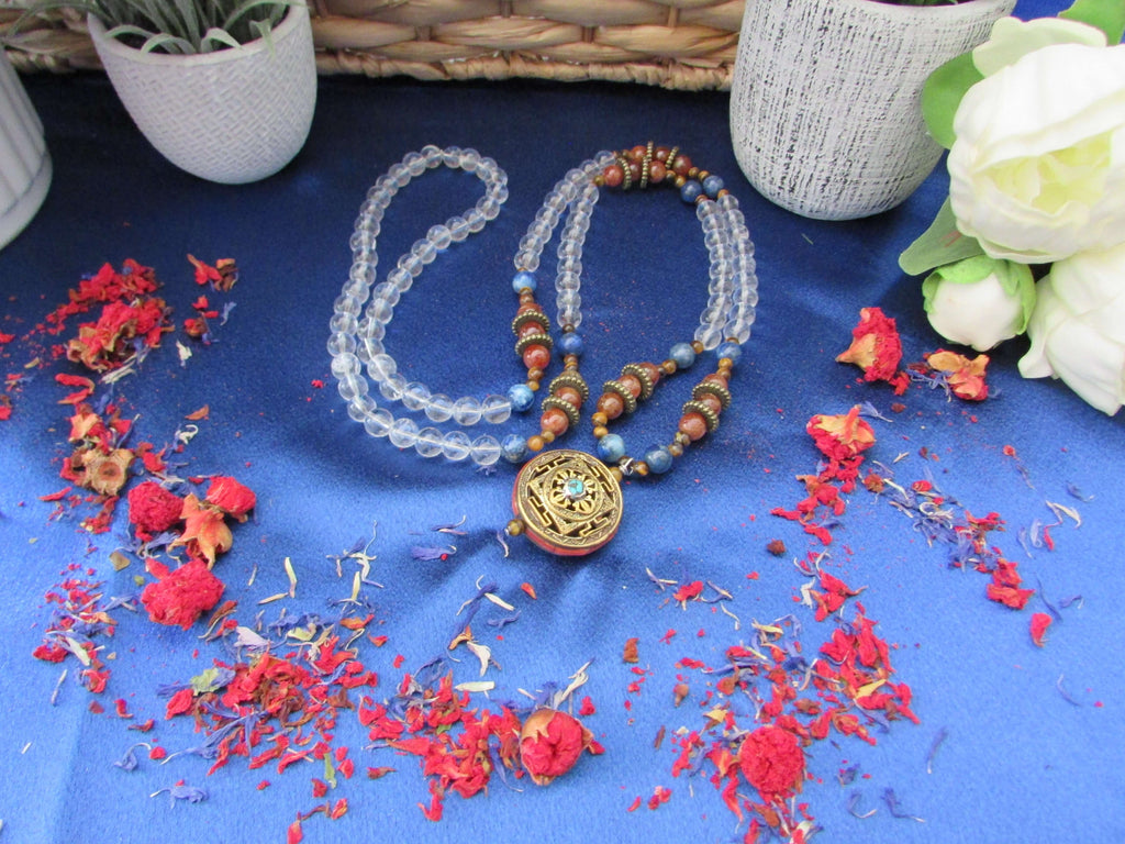 Good Fortune Mala – Garnet, Lapis, Tiger’s Eye & Clear Quartz