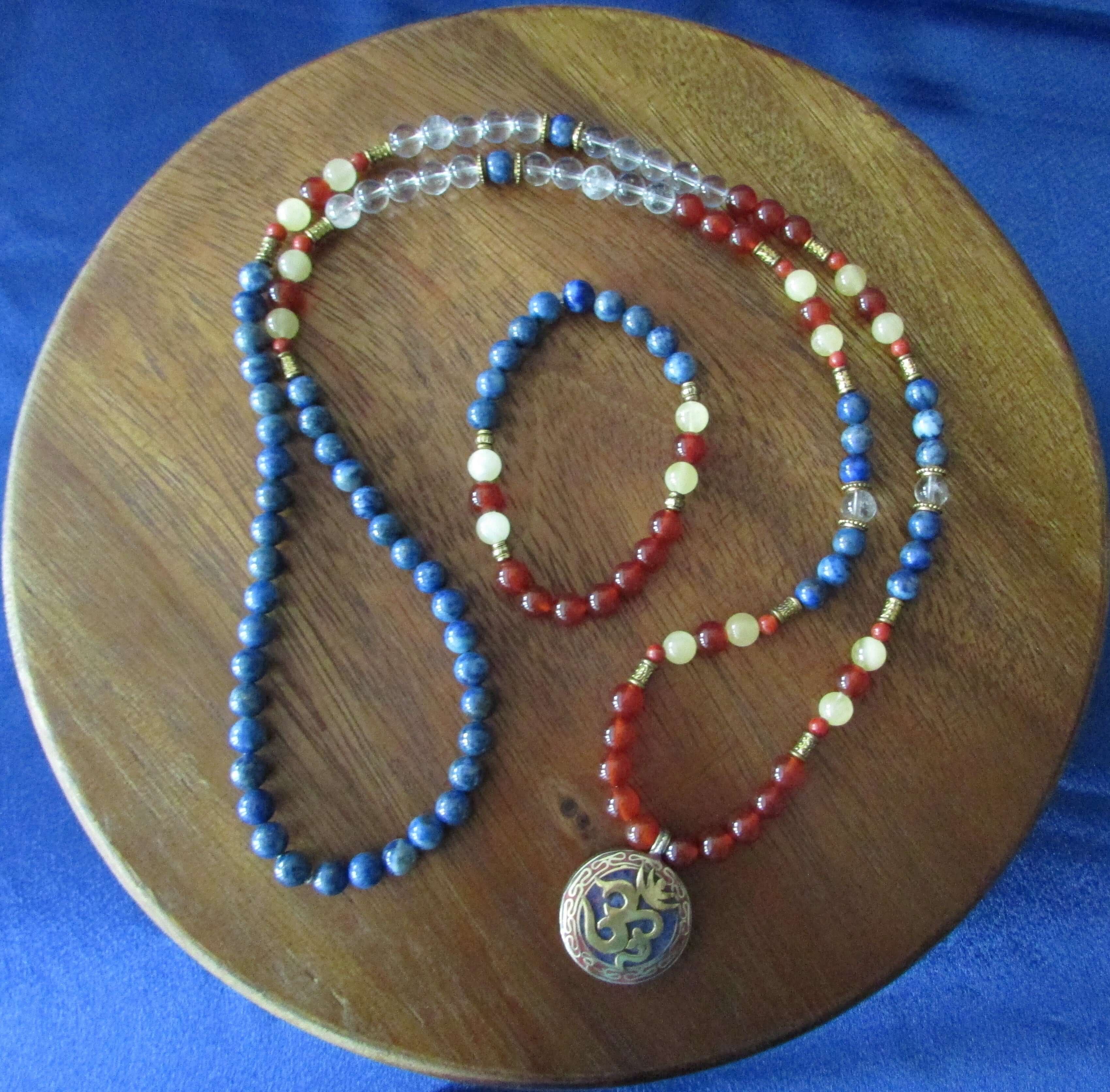 Creative Visualization Mala & Bracelet Set – Carnelian & Lapis
