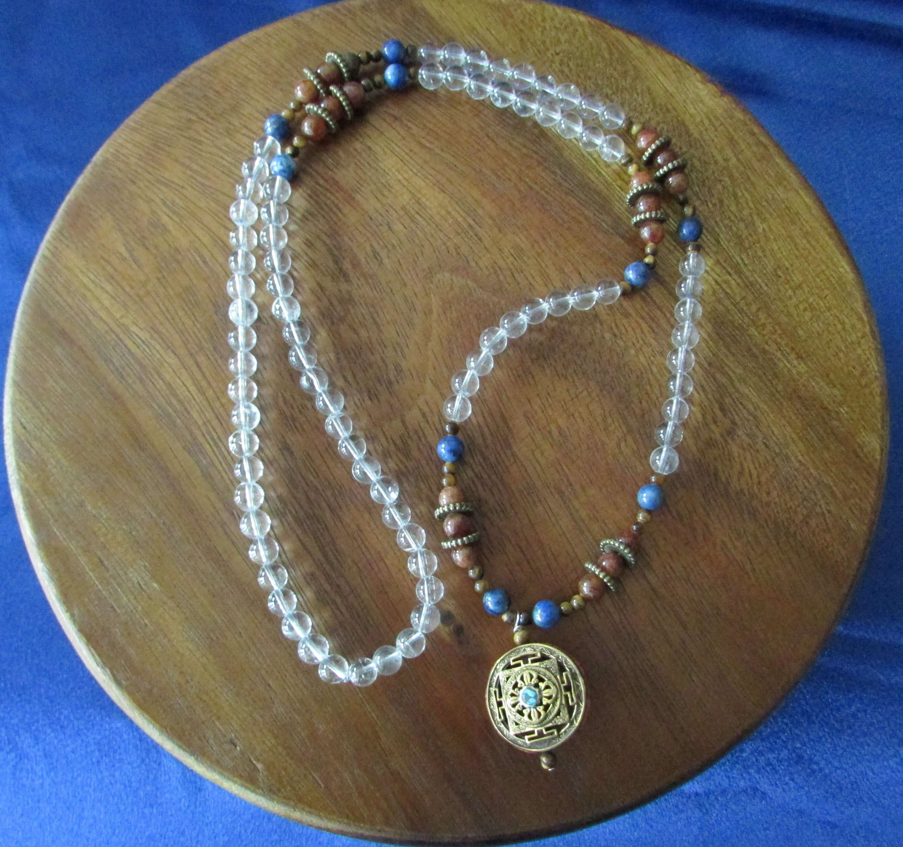 Good Fortune Mala – Garnet, Lapis, Tiger’s Eye & Clear Quartz