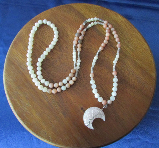 Moon Goddess Mala – Moonstone, Peach Moonstone & Rose Quartz