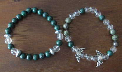 Balanced Optimism Bracelet Set- Bloodstone, Quartz & Aventurine