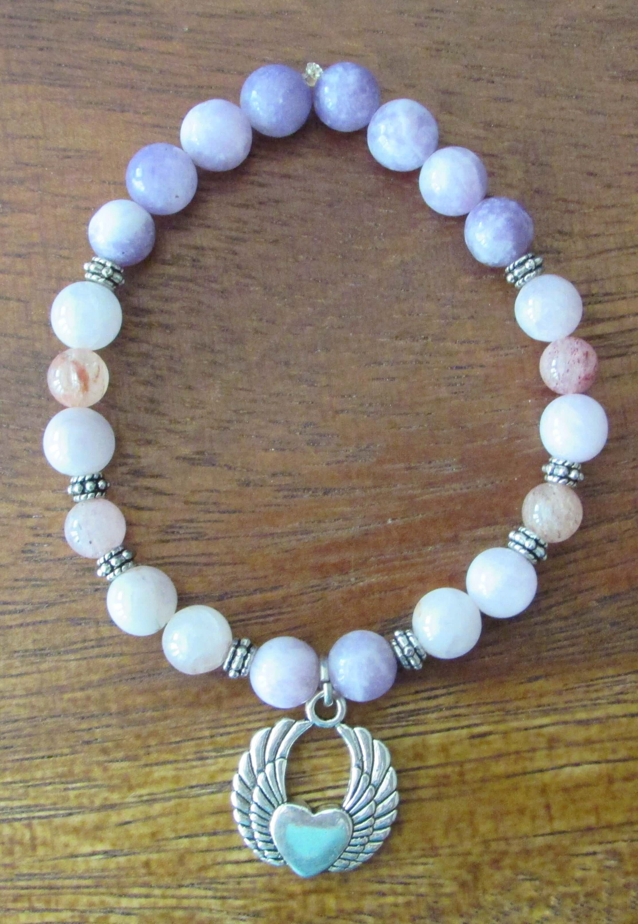 Divine Feminine Bracelet – Kunzite, Lepidolite & Strawberry Quartz
