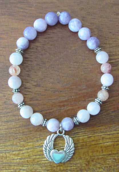 Divine Feminine Bracelet – Kunzite, Lepidolite & Strawberry Quartz