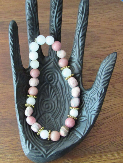 Compassionate Self-Worth Bracelet – Rhodochrosite, Rhodonite & Hemimorphite
