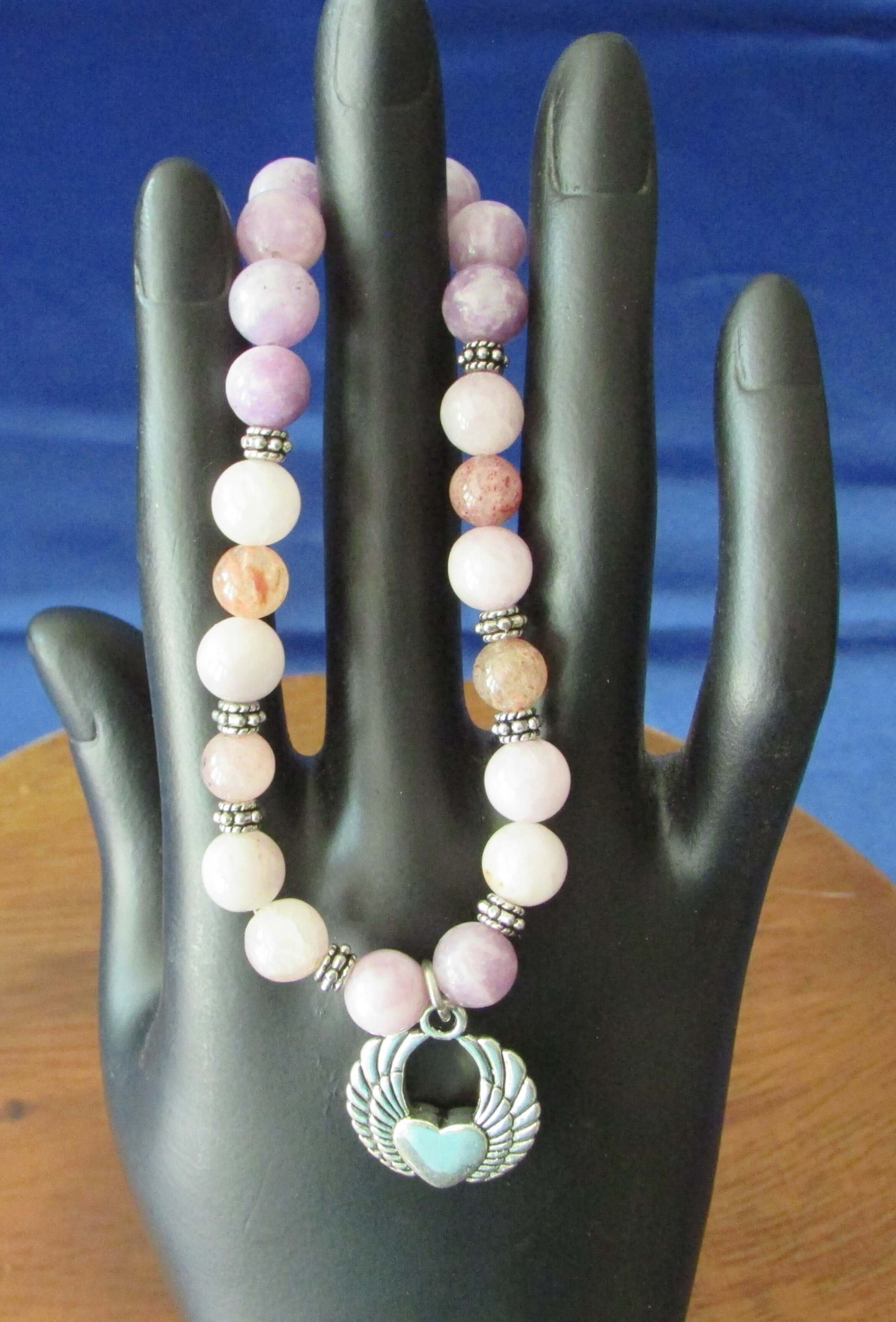 Divine Feminine Bracelet – Kunzite, Lepidolite & Strawberry Quartz