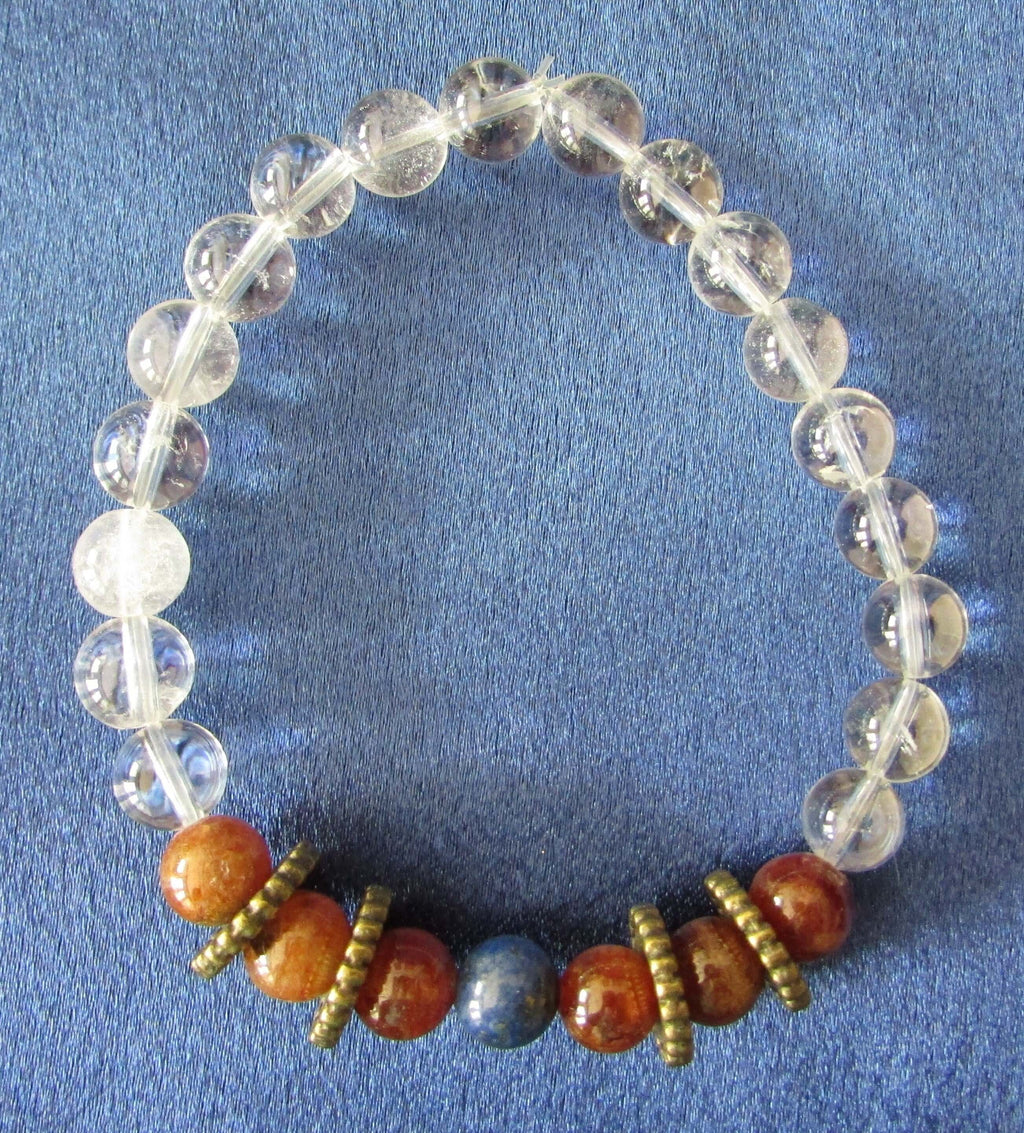 Good Fortune Bracelet – Garnet, Lapis, Clear Quartz & Golden Tiger’s Eye