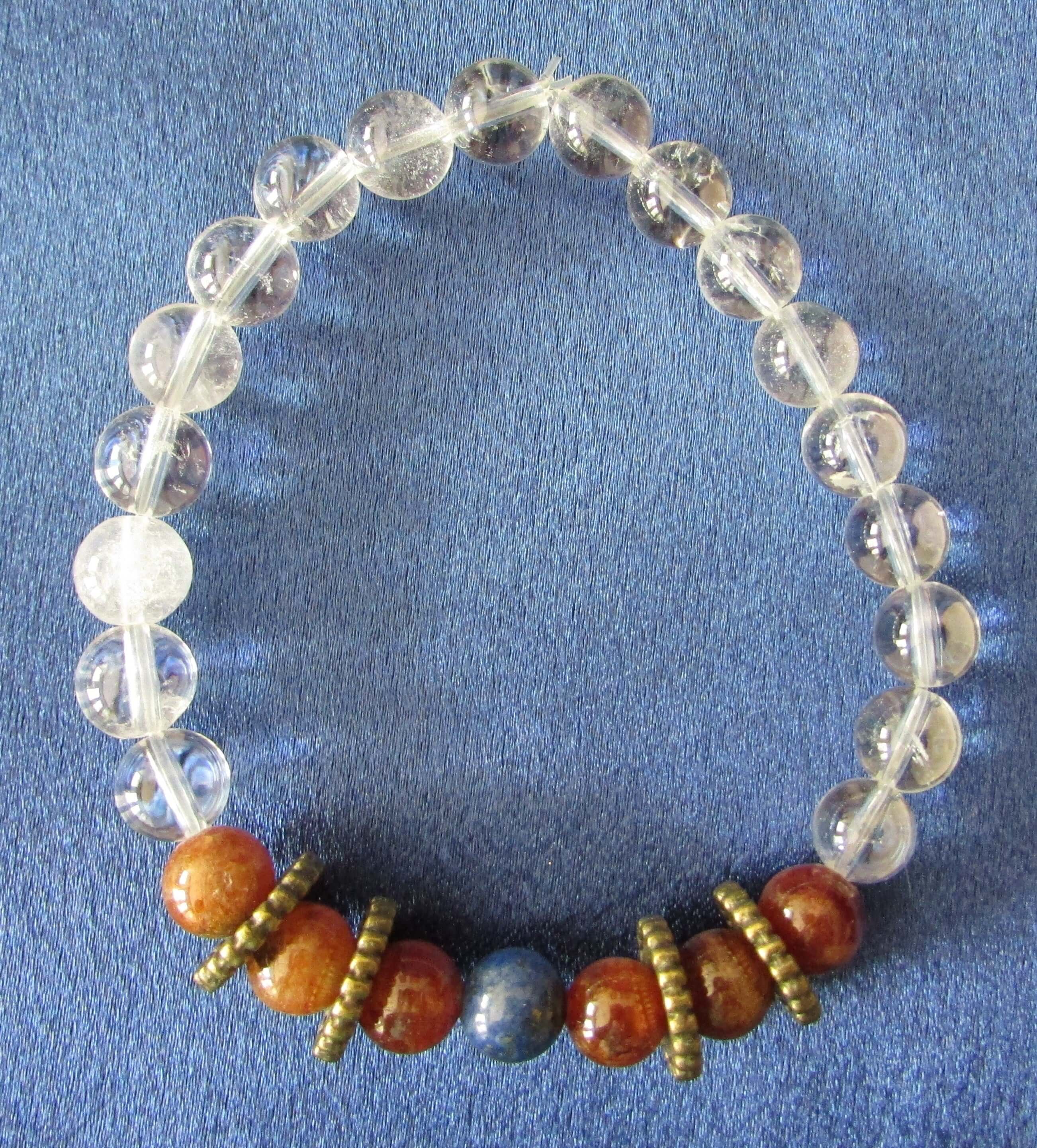 Good Fortune Bracelet – Garnet, Lapis, Clear Quartz & Golden Tiger’s Eye