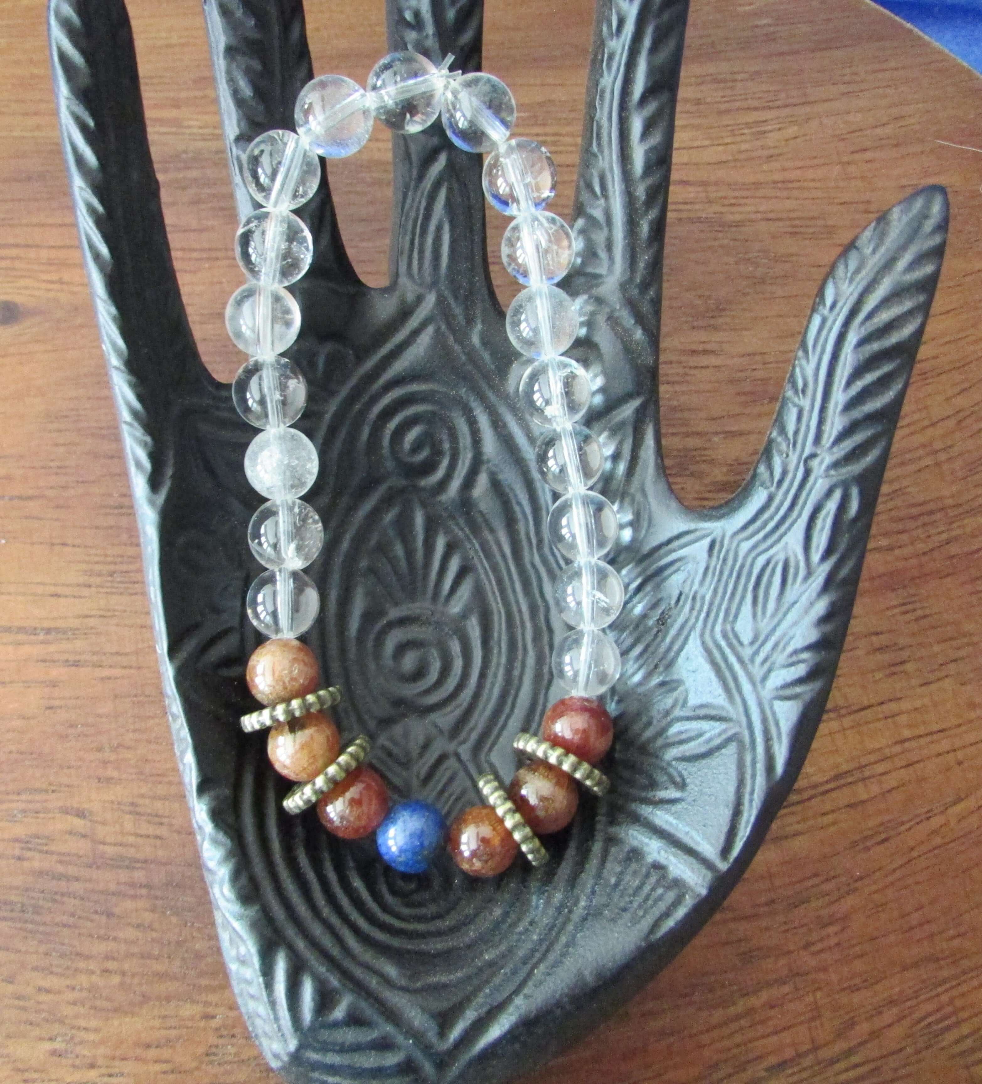 Good Fortune Bracelet – Garnet, Lapis, Clear Quartz & Golden Tiger’s Eye
