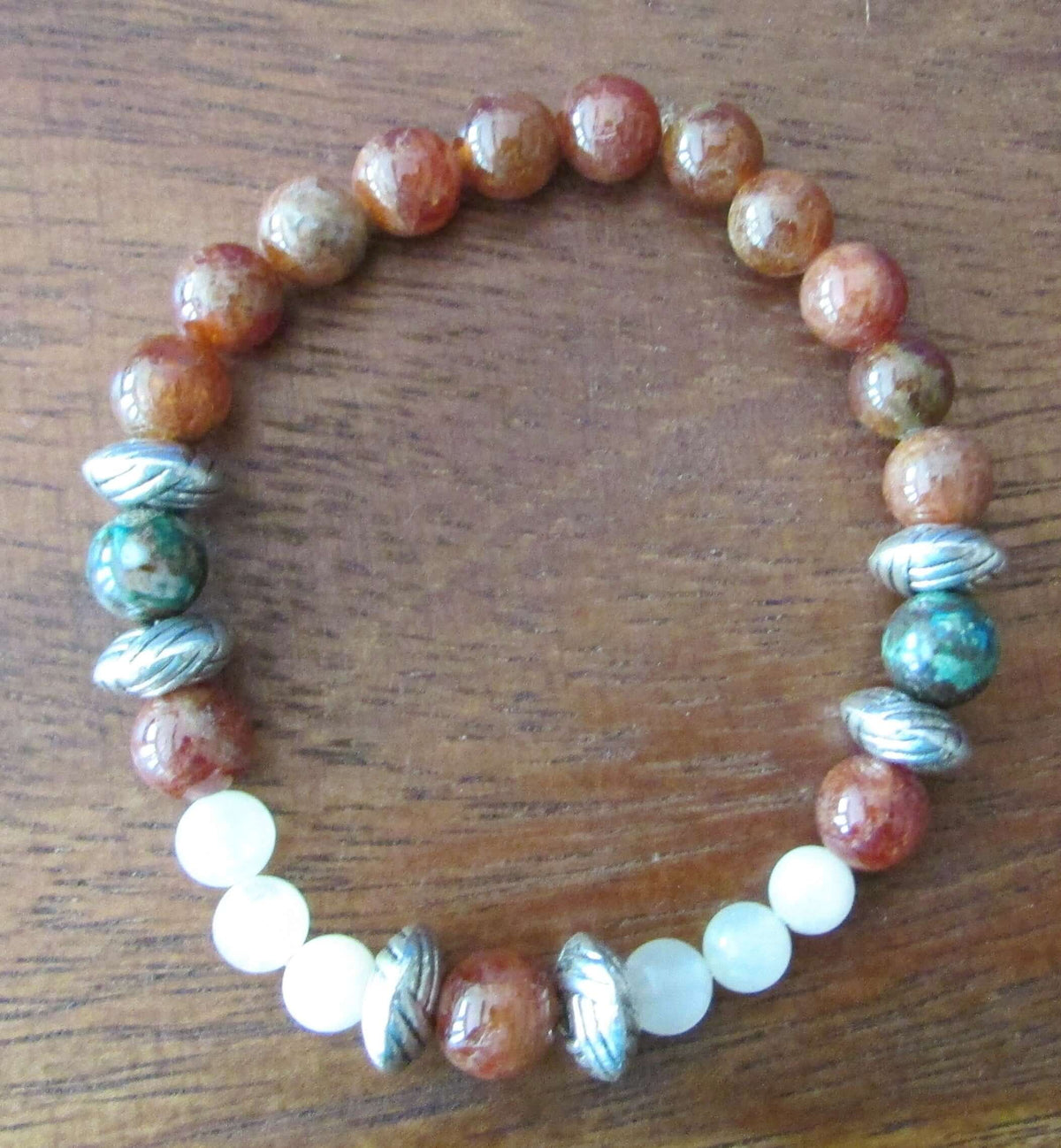 New Beginnings Bracelet – Garnet, Malachite Chrysocolla & Moonstone