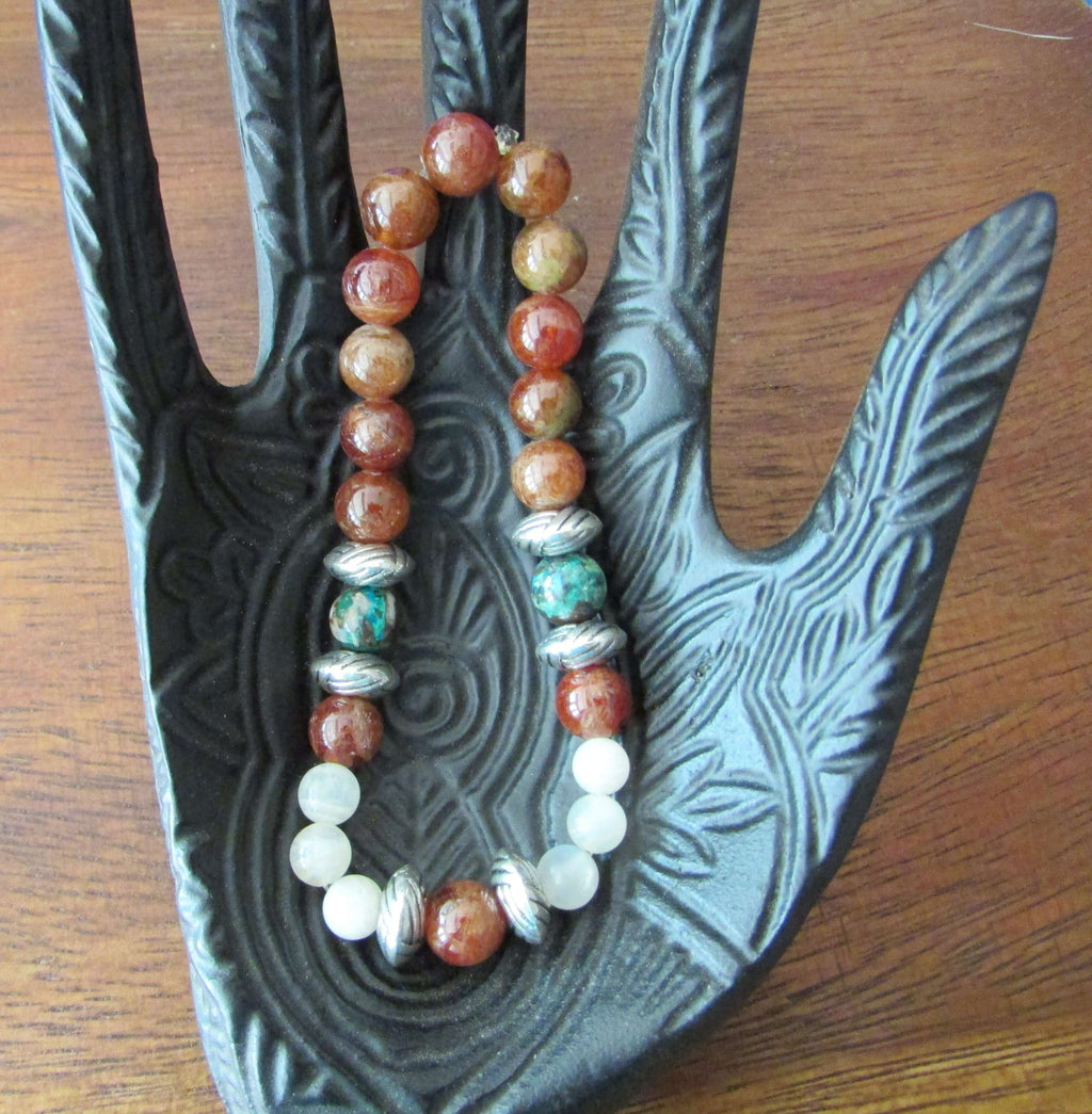 New Beginnings Bracelet – Garnet, Malachite Chrysocolla & Moonstone