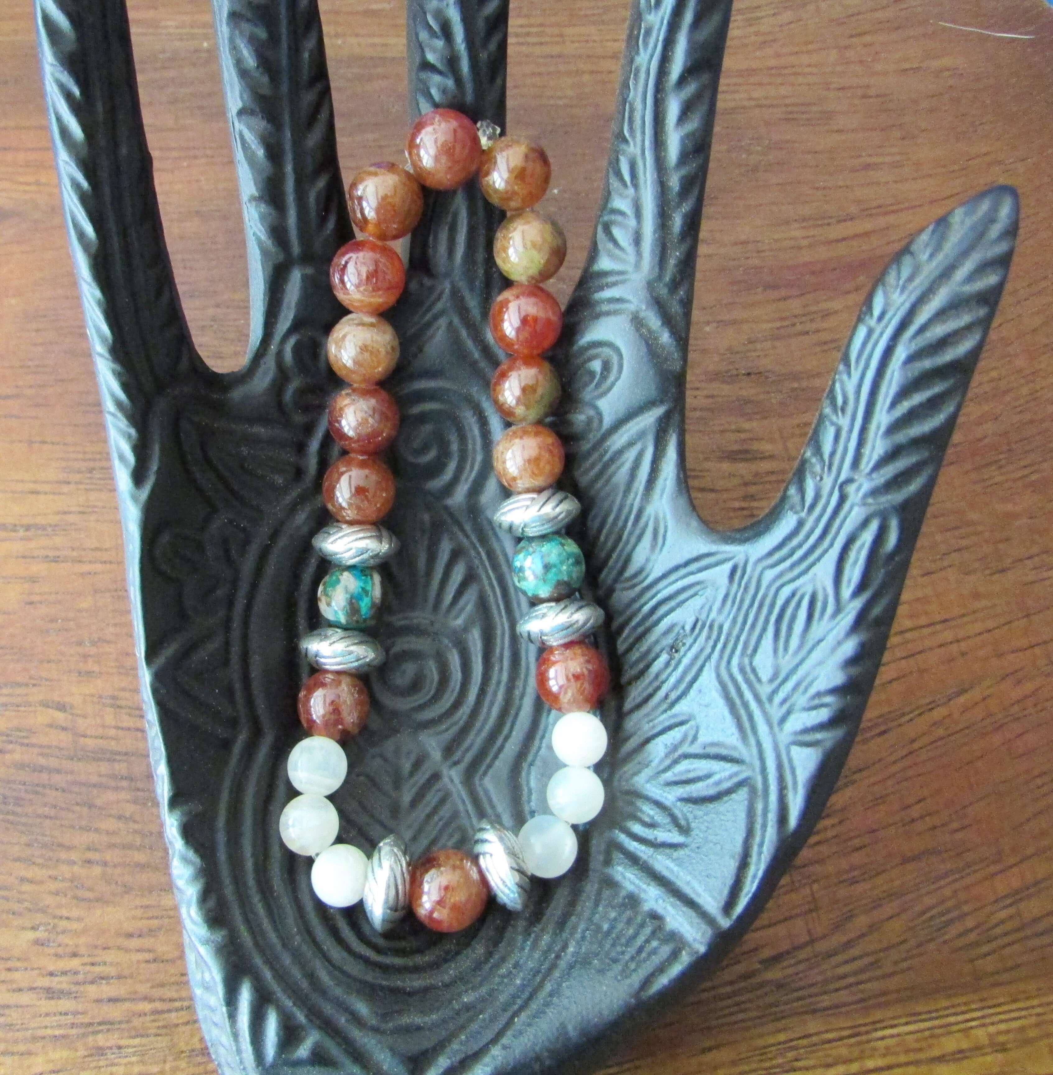 New Beginnings Bracelet – Garnet, Malachite Chrysocolla & Moonstone