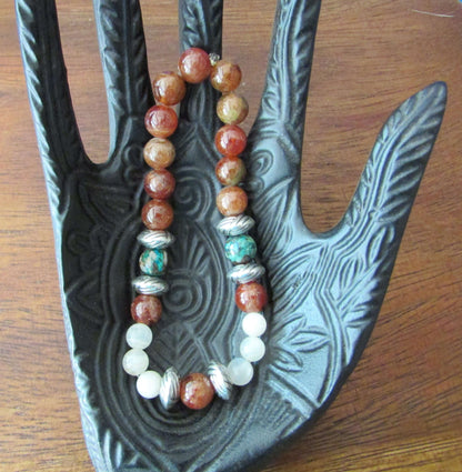 New Beginnings Bracelet – Garnet, Malachite Chrysocolla & Moonstone