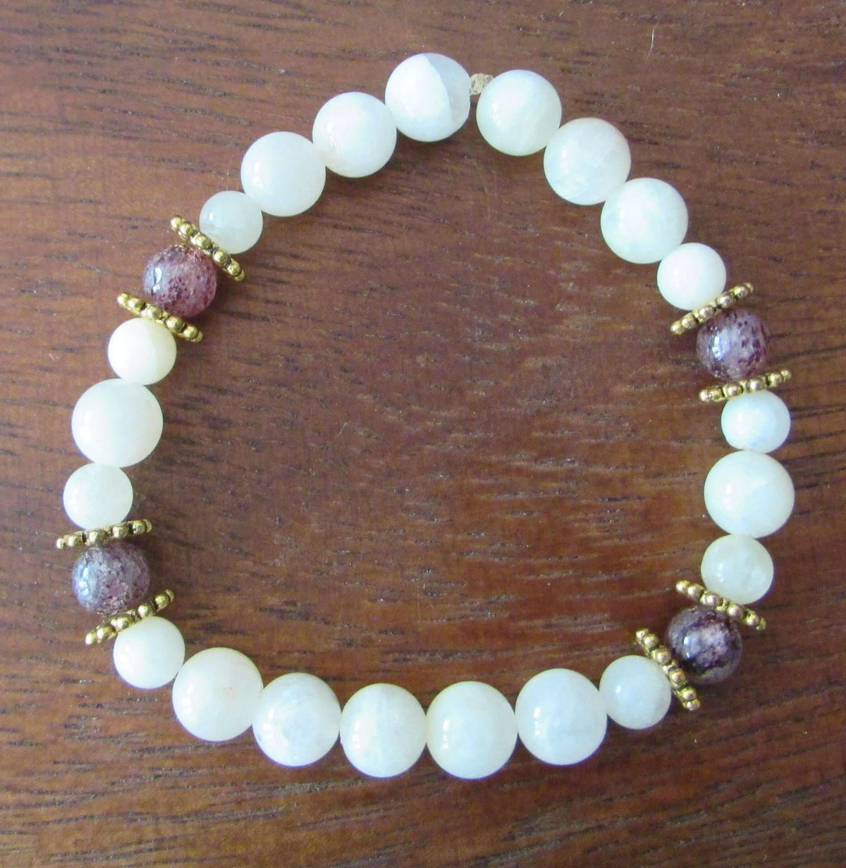 Moon Goddess Bracelet – Moonstone & Strawberry Quartz
