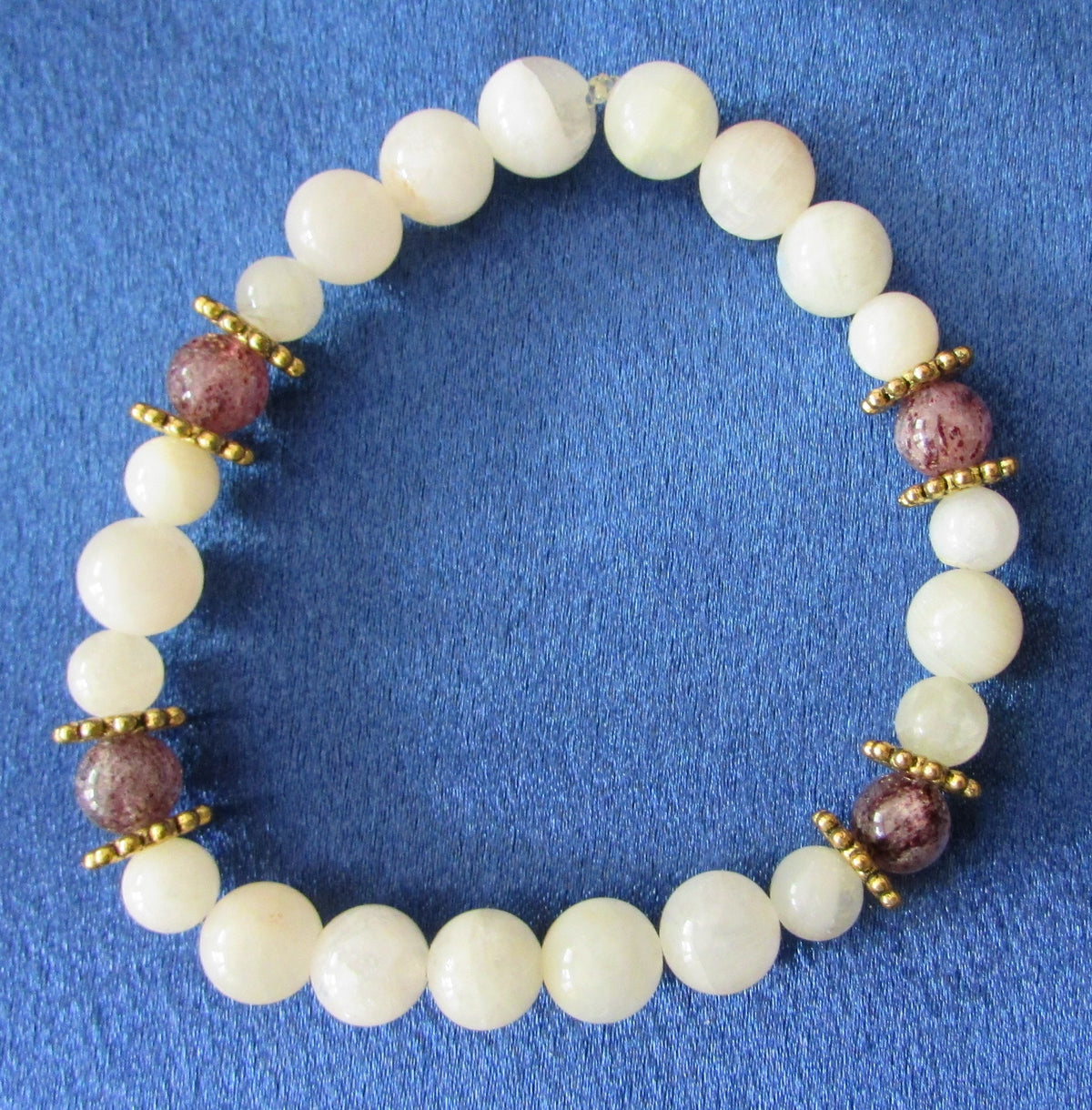 Moon Goddess Bracelet – Moonstone & Strawberry Quartz