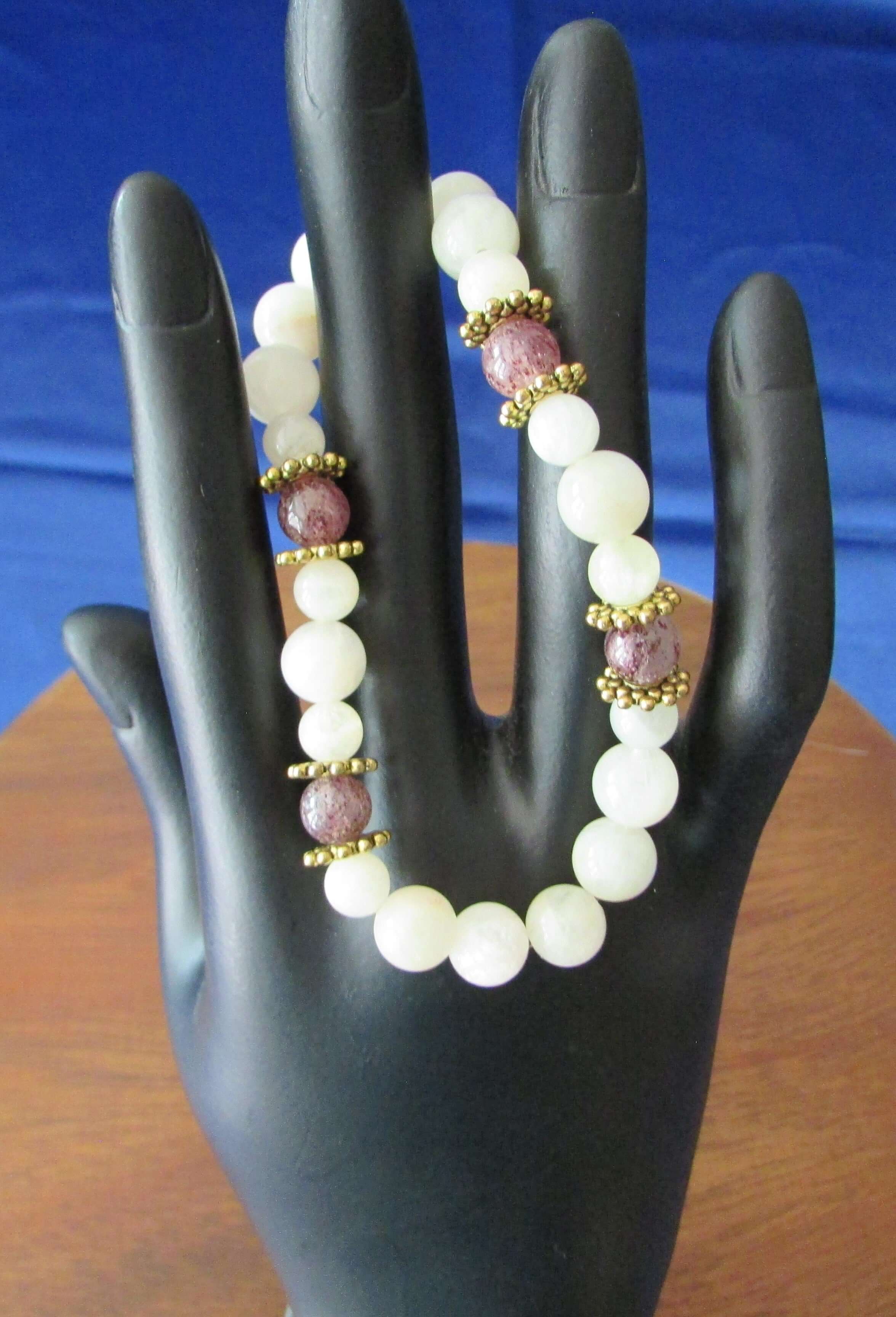 Moon Goddess Bracelet – Moonstone & Strawberry Quartz