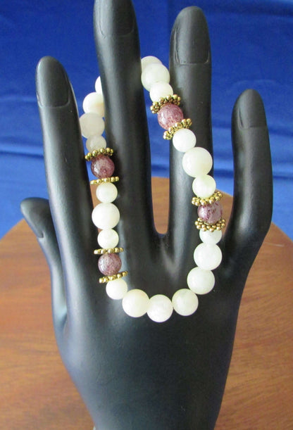 Moon Goddess Bracelet – Moonstone & Strawberry Quartz