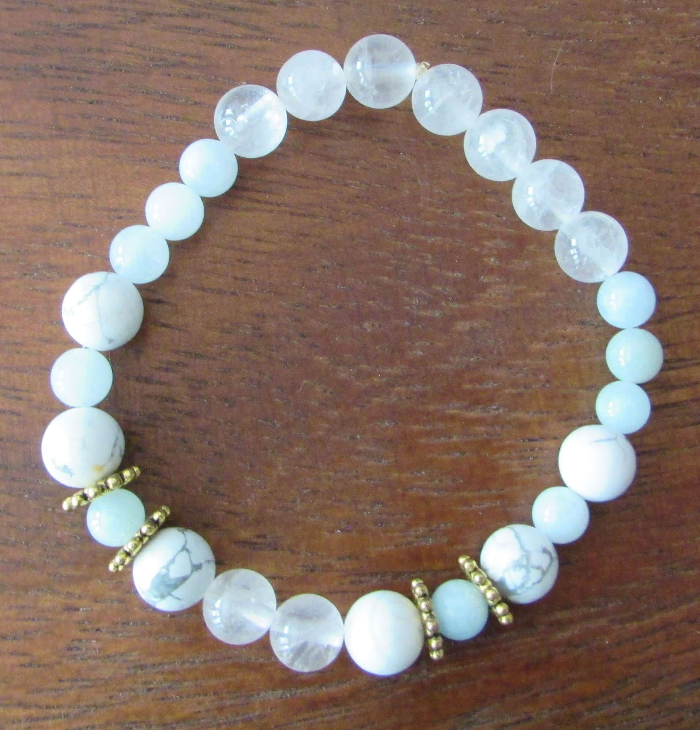 Peaceful Empowerment Bracelet – Aquamarine, Rose Quartz & White Howlite