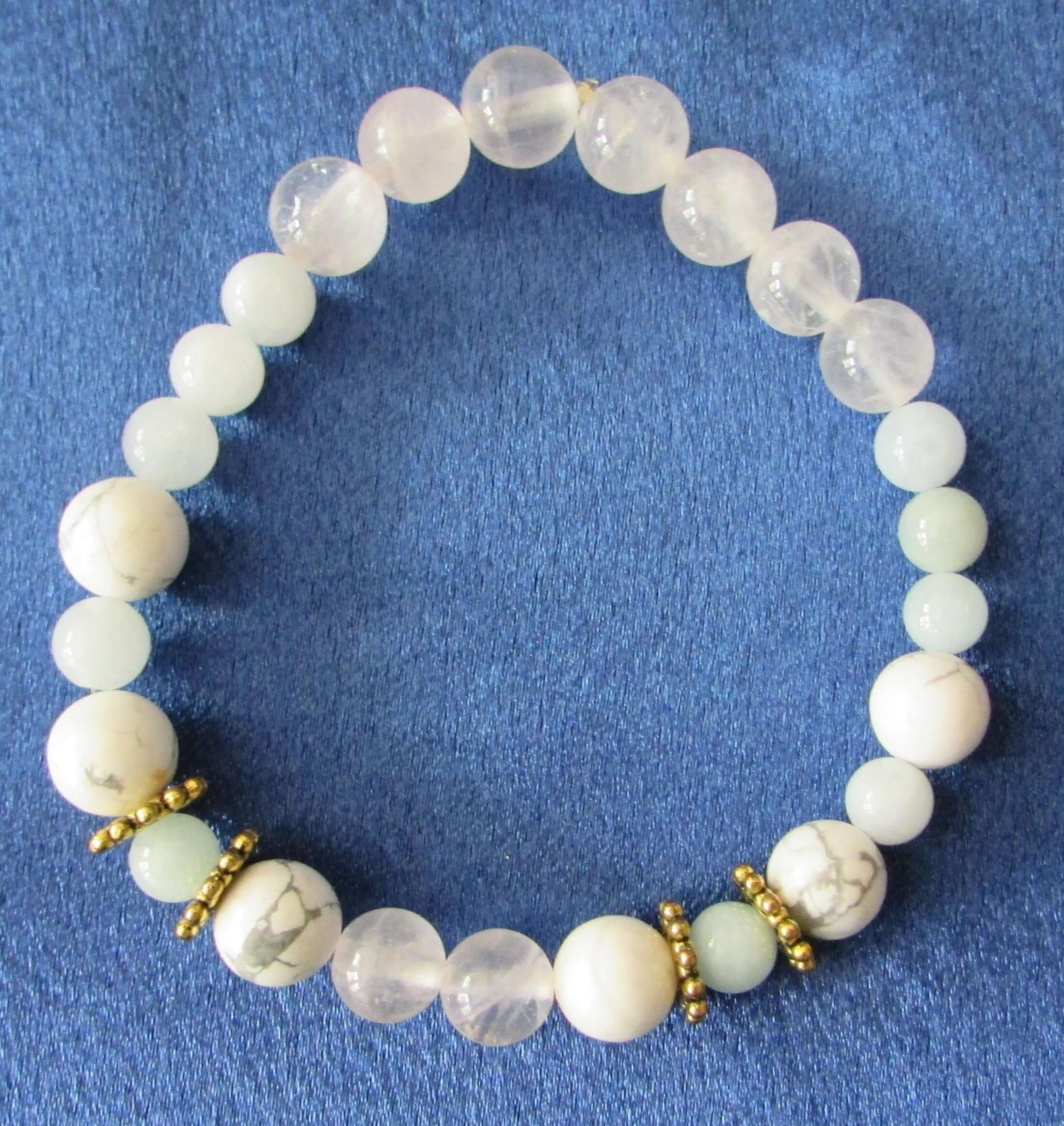 Peaceful Empowerment Bracelet – Aquamarine, Rose Quartz & White Howlite