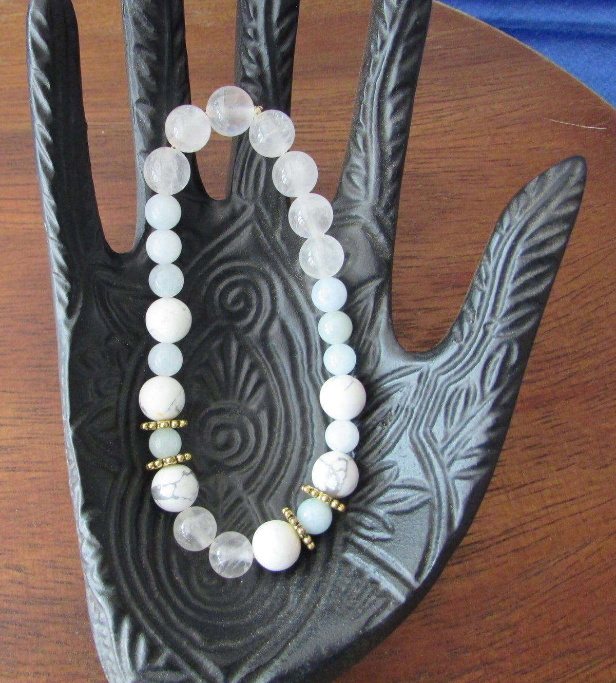 Peaceful Empowerment Bracelet – Aquamarine, Rose Quartz & White Howlite