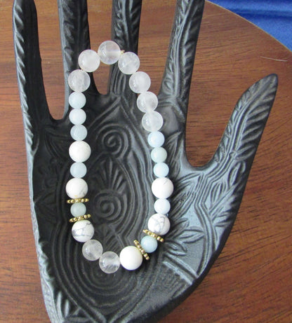 Peaceful Empowerment Bracelet – Aquamarine, Rose Quartz & White Howlite