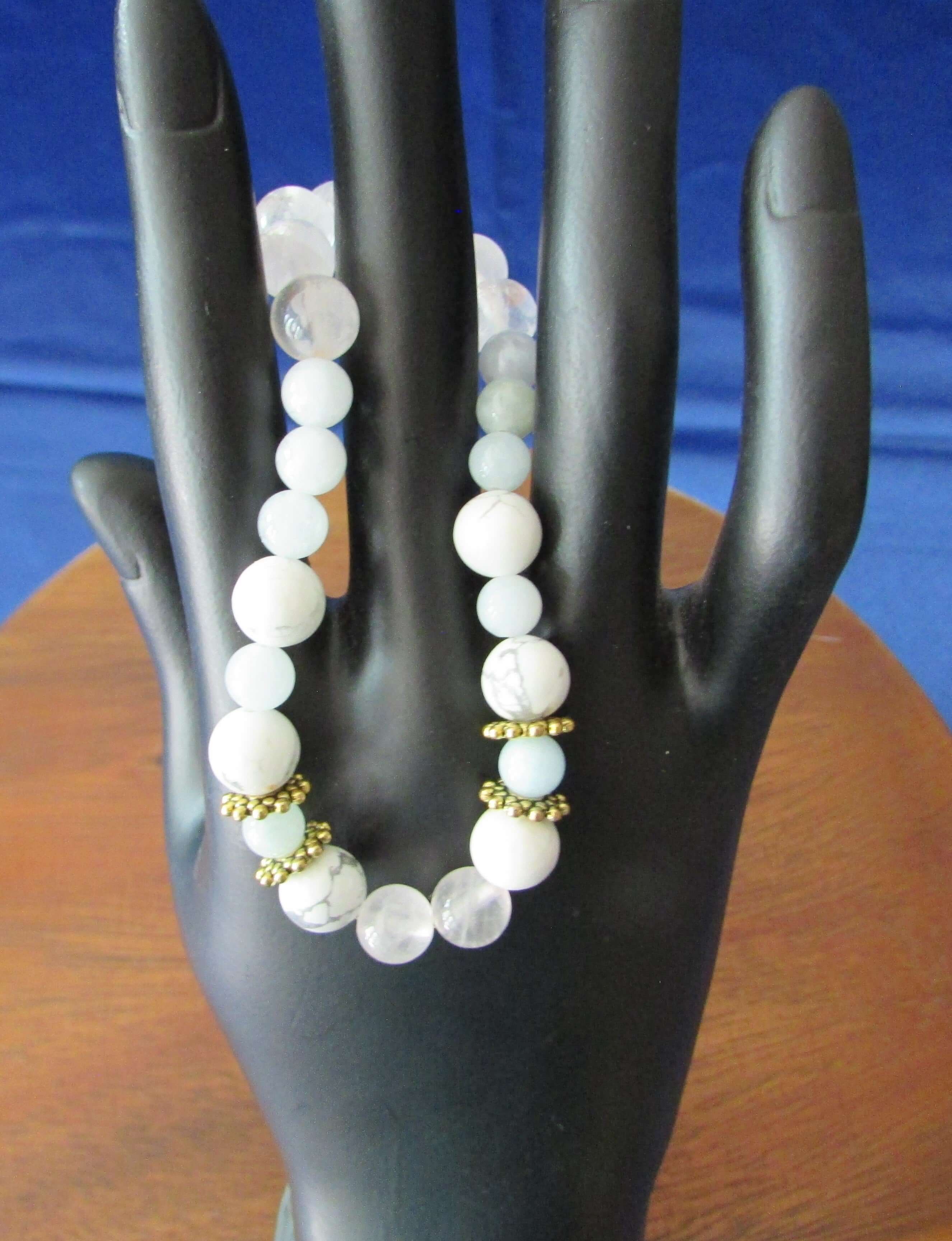 Peaceful Empowerment Bracelet – Aquamarine, Rose Quartz & White Howlite