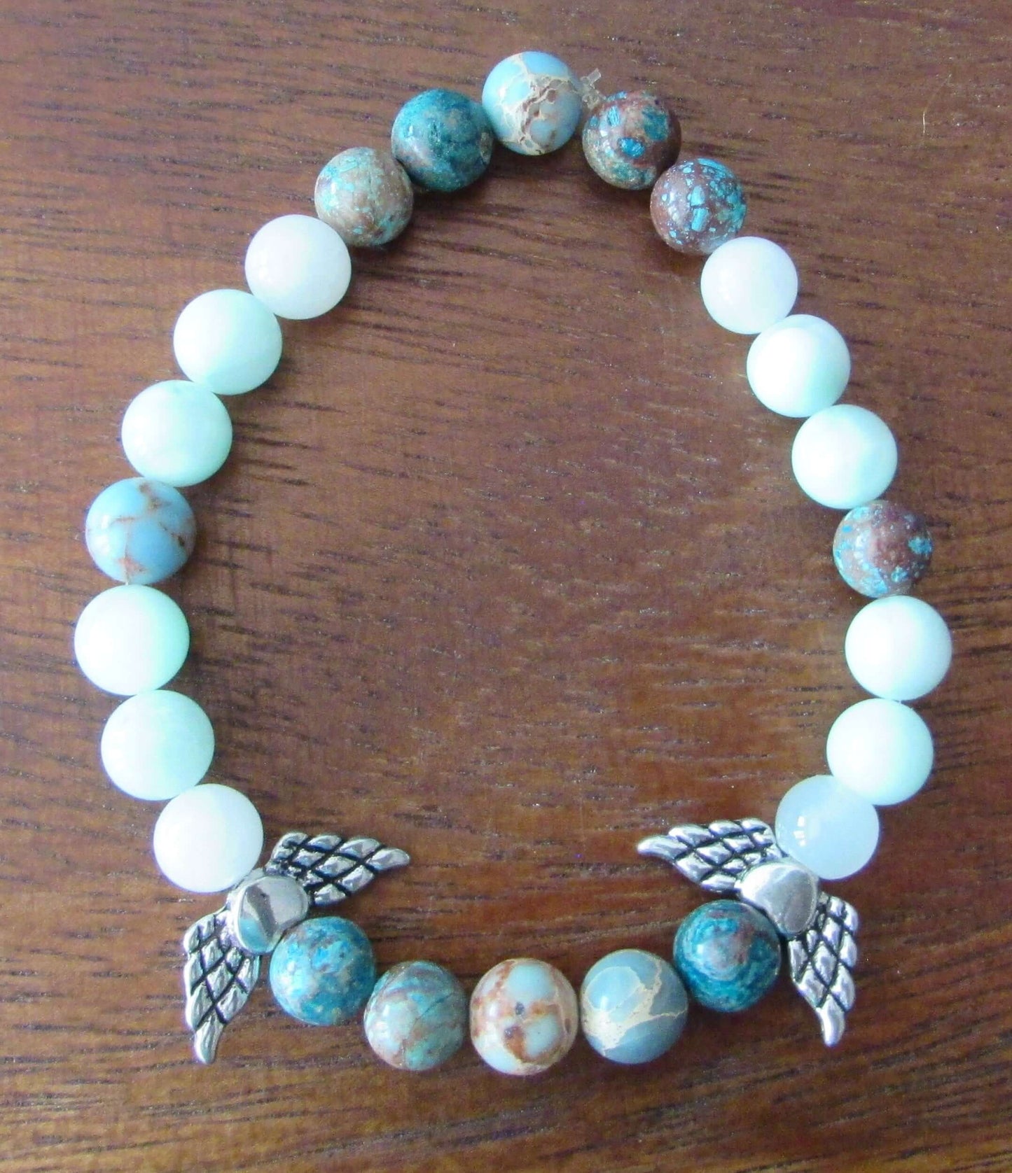 Serene Confidence Bracelet – Green Angelite, Blue Sea Sediment & White Jade