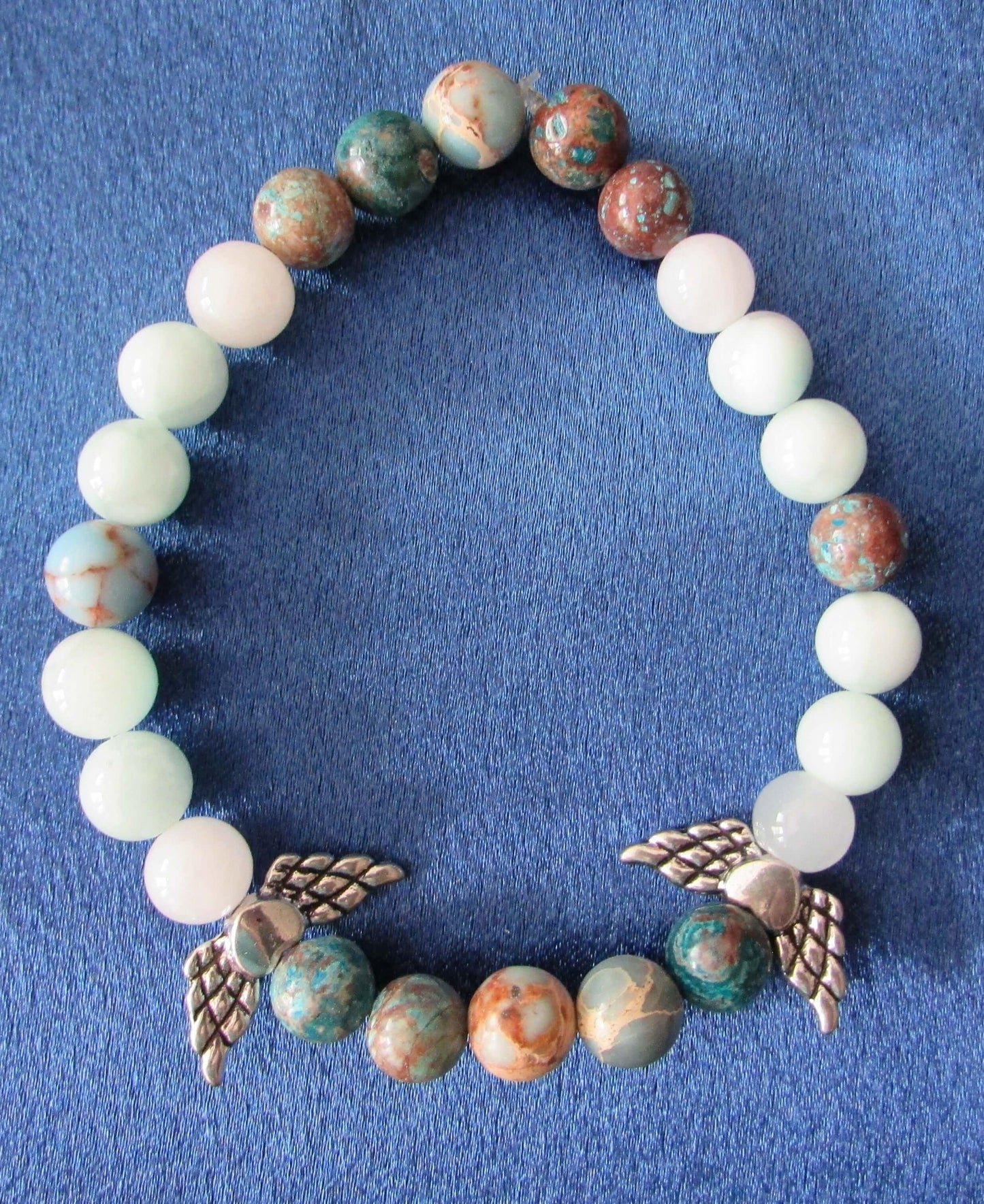 Serene Confidence Bracelet – Green Angelite, Blue Sea Sediment & White Jade