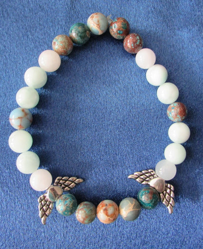 Serene Confidence Bracelet – Green Angelite, Blue Sea Sediment & White Jade