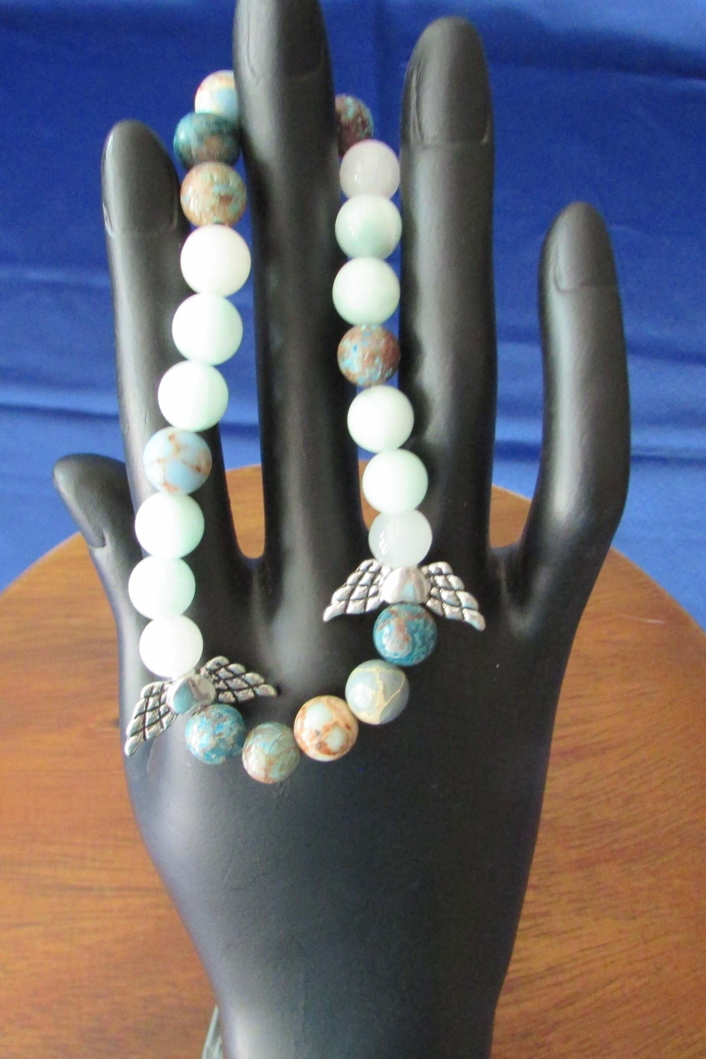 Serene Confidence Bracelet – Green Angelite, Blue Sea Sediment & White Jade