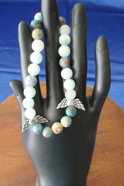 Serene Confidence Bracelet – Green Angelite, Blue Sea Sediment & White Jade