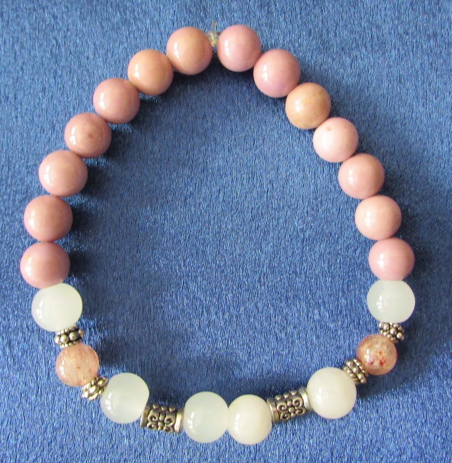 Serenity Bracelet – Phosphosiderite, Moonstone & Strawberry Quartz