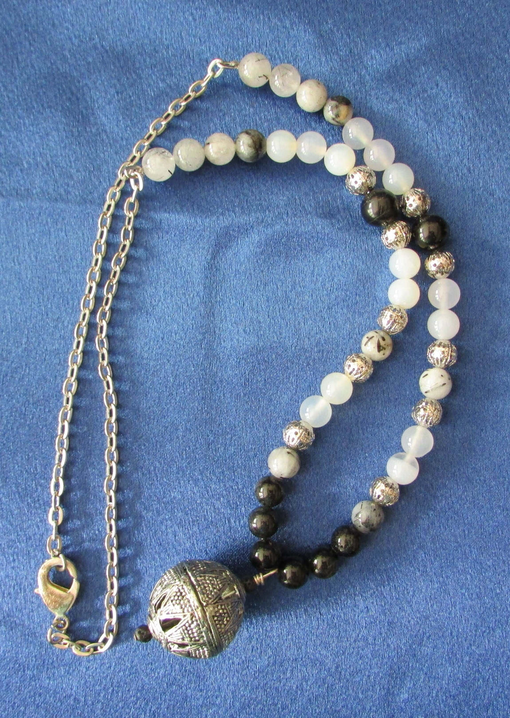 Aura Purification Necklace – Tourmalinated Quartz, Black Tourmaline