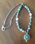 Inner Peace Crystal Necklace – African Turquoise, White Jade & Aqua Terra