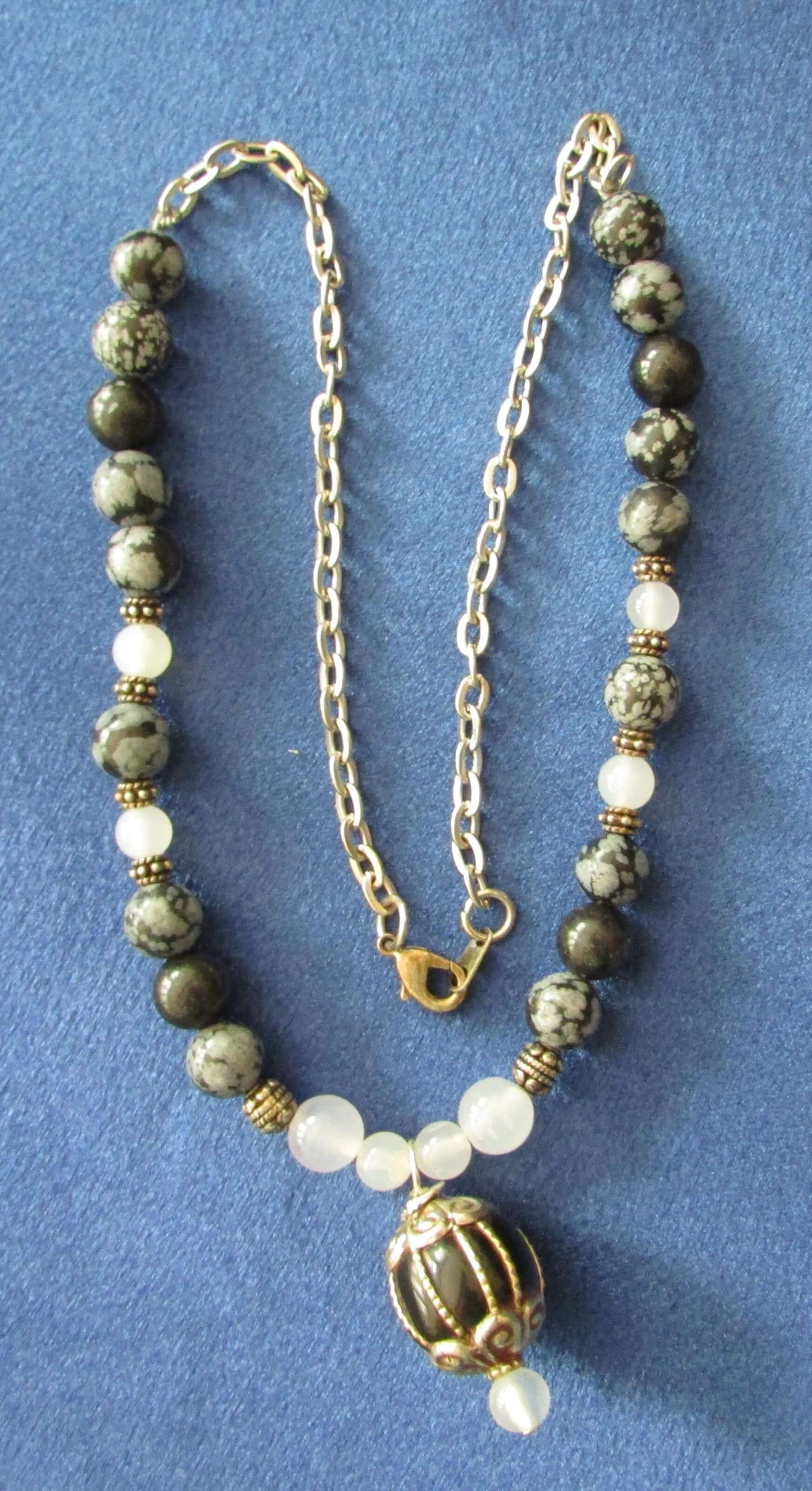 Protection from Negativity Crystal Necklace – Tourmalinated Quartz, White Agate & Black Tourmaline