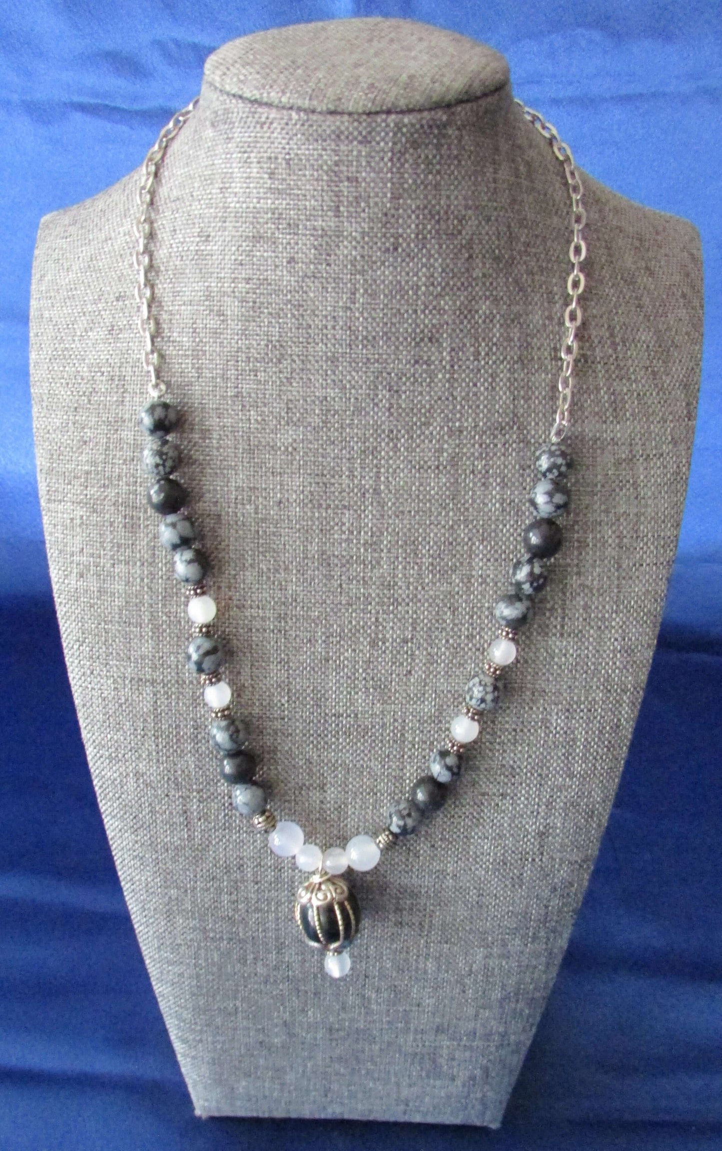 Protection from Negativity Crystal Necklace – Tourmalinated Quartz, White Agate & Black Tourmaline