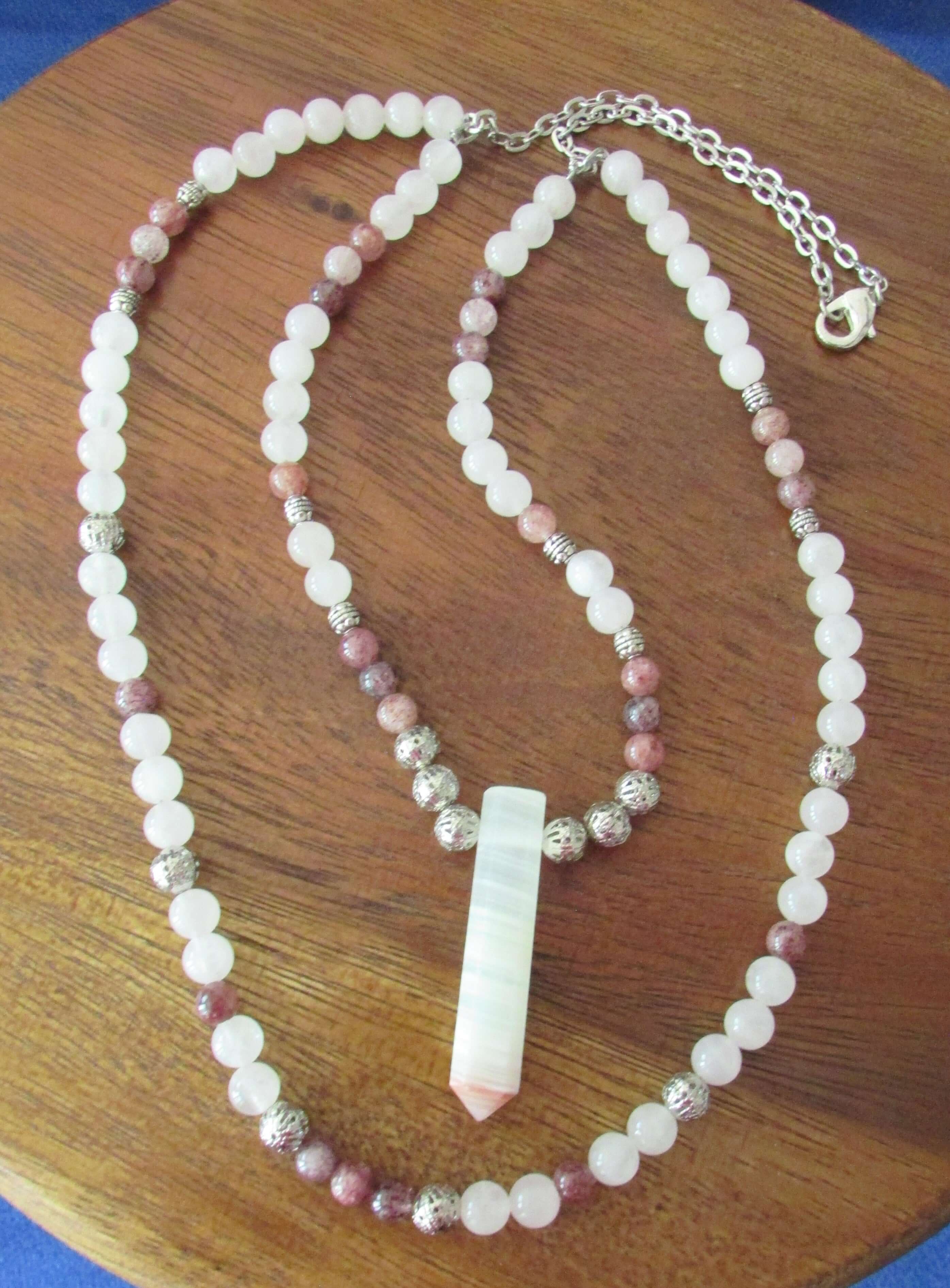 Love-Led High Heart Chakra Necklace - Rose Quartz & Strawberry Quartz