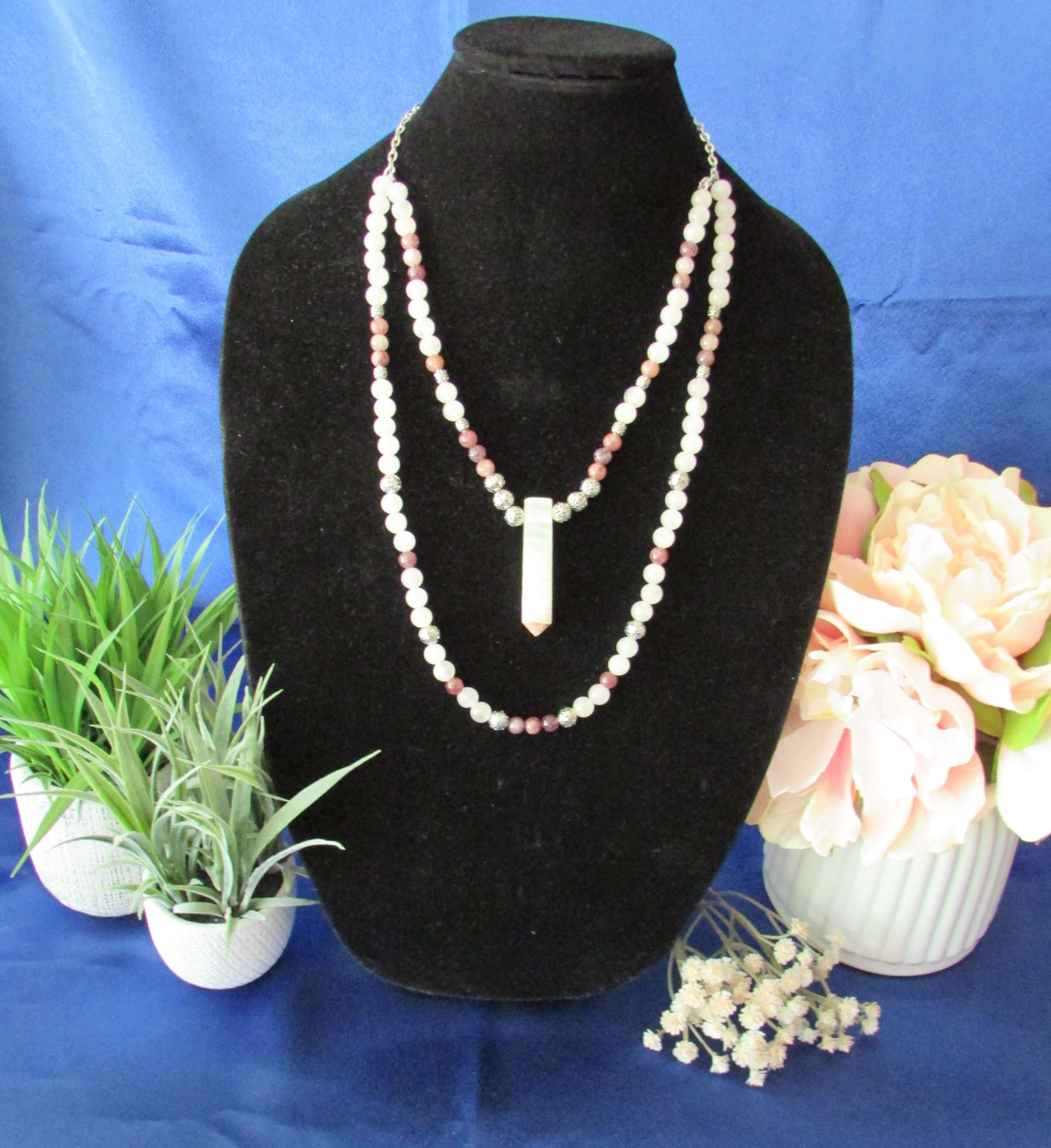 Love-Led High Heart Chakra Necklace - Rose Quartz & Strawberry Quartz